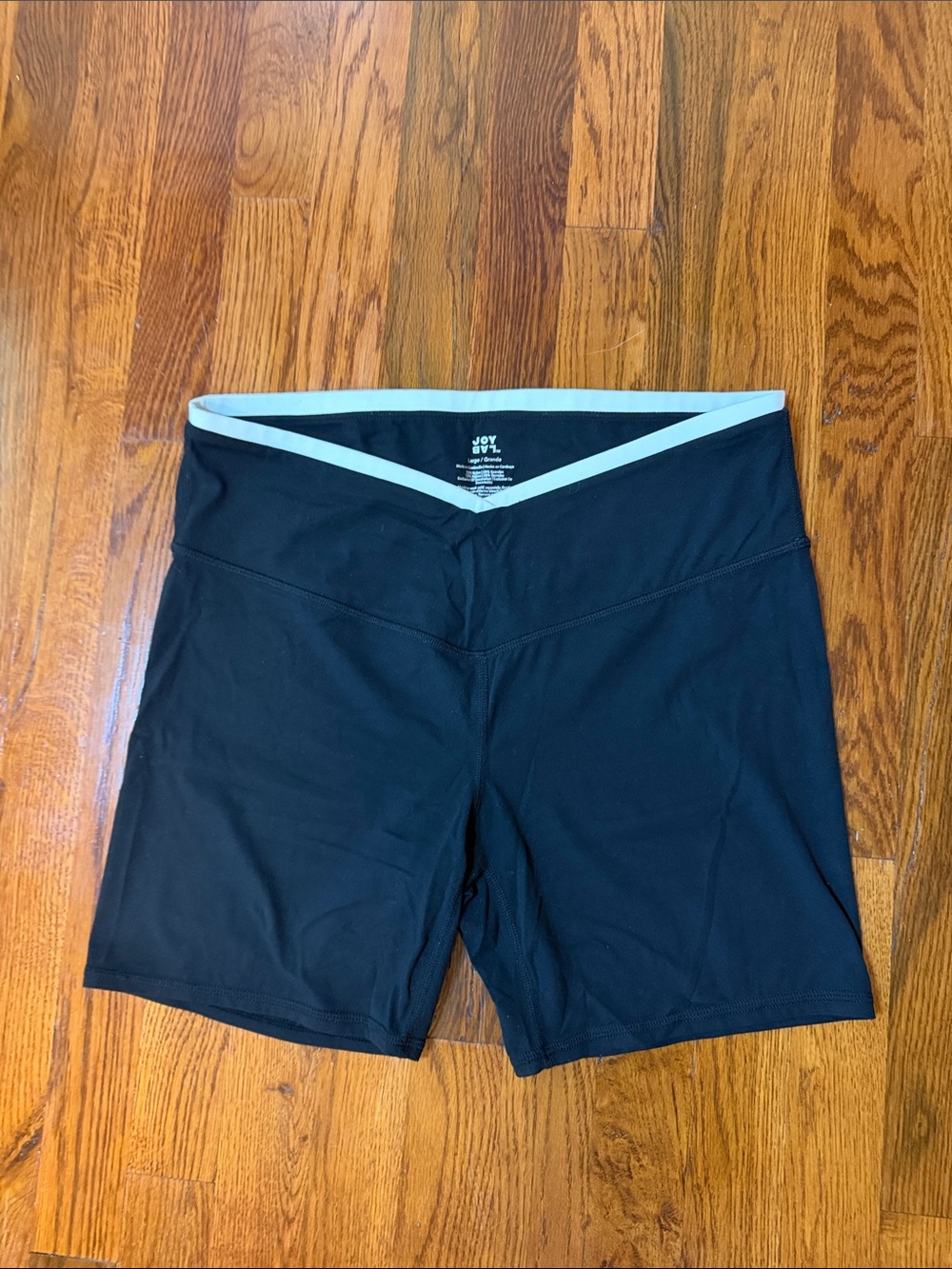 Women's Black biker shorts with white stripe